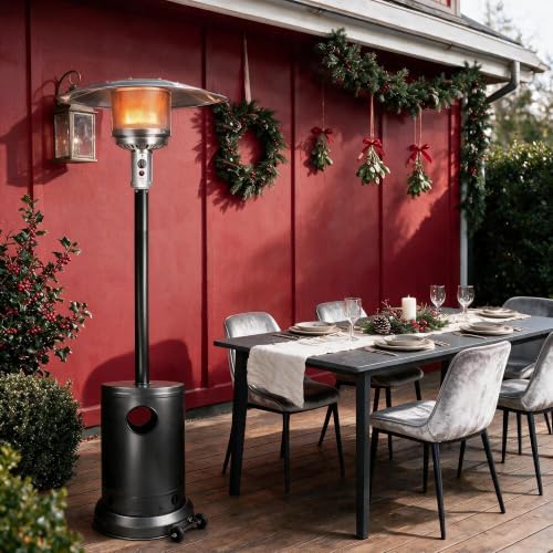 Jet Black 50,000 BTU Propane Patio Heater with Rain Cover, Multiple Color Available, Outdoor Heater with Weighted Base, Adjustable Heat Control Safety Shut-Off for Patio & Restaurant - Image 2