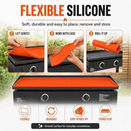 Silicone Griddle Mat for Char-Broil Commercial 4-Burner 2020-present, Heat Resistant Flat Top Grill Mat, Reusable Protective Cooking Surface Cover, BBQ Accessories for Outdoor Grills - Image 2