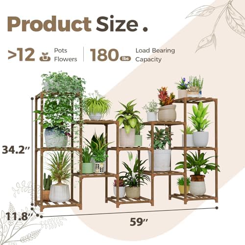 Bamworld Large Plant Shelf Outdoor Wood Plant Stand Large Rack for Living - Image 6