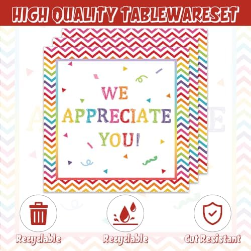 40pcs We Appreciate Your Party Supplies,include 20 Dessert plate and 20 Napkin,Teacher Appreciation We Appreciate You Party Plate Napkin Set,Used for Be Thankful to Teacher Doctor Party Decoration - Image 3