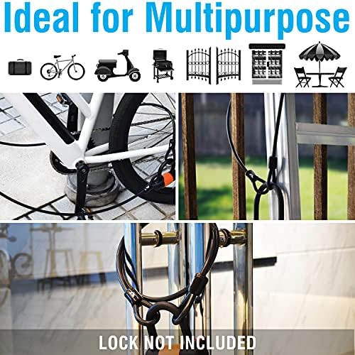 MARQUE Security Steel Cable - 3/8 inch (10 mm) Thick (4', 7', 15', 20' or 30') Vinyl Coated Braided Steel Cable with Double Sealed Looped Ends for U-Lock, Padlock, Disc Lock (30 FT) - Image 5