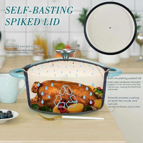 Enameled Cast Iron Dutch Oven with Lid, 6QT Heavy-Duty & Non-Stick Cookware Pot for Braising, Stews, Roasting, Bread Baking - Oven & Stovetop Safe - Image 3