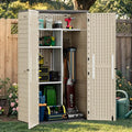 YITAHOME 60 cu ft Tall Outdoor Storage Shed w/o Shelf, Resin Vertical Outdoor Storage Shed, Large Waterproof Storage Cabinet for Garage, Poolside, and Garden (Khaki + Black) by YITAHOME