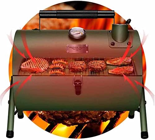 MAISON HUIS Small Charcoal Grill, Portable Tabletop BBQ Smoker for Outdoor Camping,Mini Grill with 9-Piece Stainless Steel Grill Tool Set for Tailgating Hiking Picnic (Green Kit) - Image 5