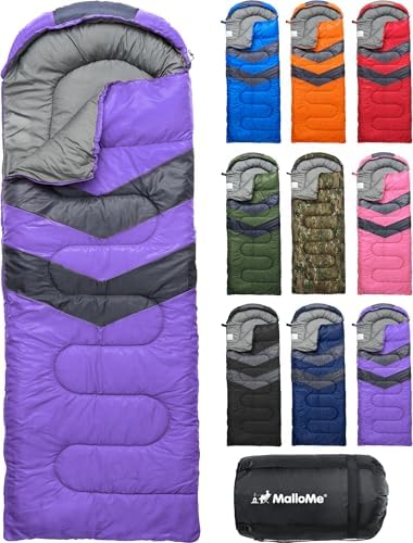 MalloMe Sleeping Bags for Adults Cold Weather & Warm - Backpacking Camping Sleeping Bag for Kids 10-12, Girls, Boys - Lightweight Compact Camping Essentials Gear Accessories Hiking Sleep Must Haves by MalloMe