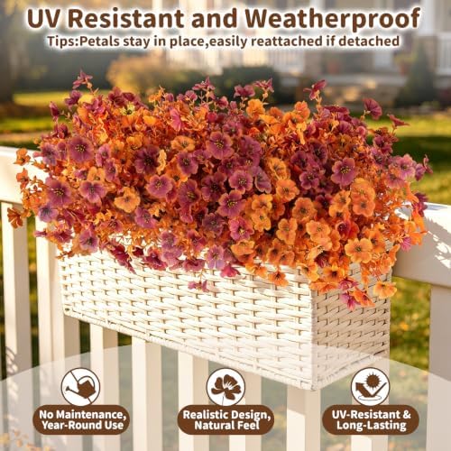 Artificial Flowers Outdoor, UV Resistant Faux Plants, Fall Decor,12 Bundles - Image 7