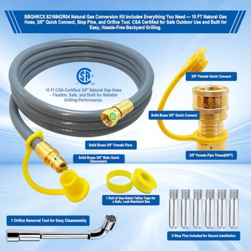 8216842R04 Natural Gas Conversion Kit Compatible with Char-Broil Commercial & Signature Series Dual Fuel Grill(2020-Newer),Propane to Natural Gas Conversion Kit with CSA Gas Hose & 3/8" Quick Connect. - Image 3