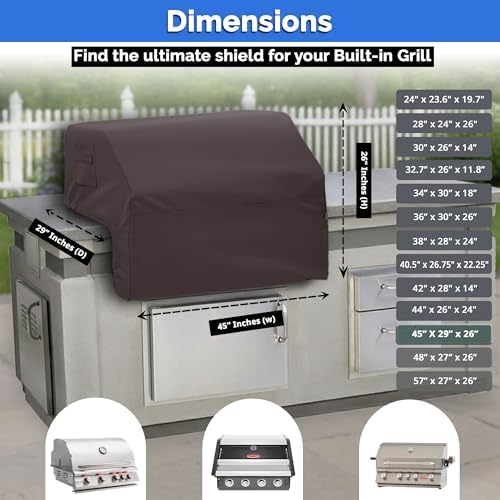 Covers & All Built-in Grill Cover for Outdoor Grill – Heavy Duty 12 oz Waterproof Built-in BBQ Grill Cover, PVC-Coated Polyester with Elastic Hem for Snug Fit (45 x 29 x 26 inches, Coffee) - Image 7