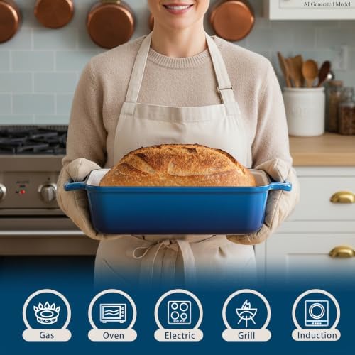 11x5 Inch Cast Iron Loaf Pan with Lid, Sourdough Bread Baking - Image 2