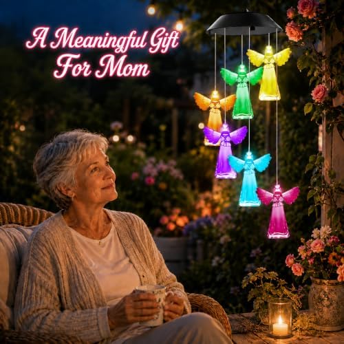 Winzwon Angel Solar Wind Chimes for Outside, Memorial Garden Decorations - Image 2