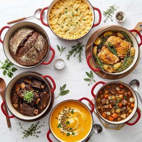 Larder & Vine 5.7 qt Enameled Cast Iron Dutch Oven Pot with Lid, Cabernet - Image 2