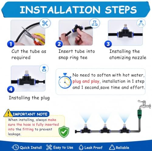 Irrigation Fogging Kit，Farm Cooling Mister for Construction Fence/Livestock/Greenhouse Garden，Outdoor Atomizing Mist Tubing Kit with Brass Nozzles(20m/66') - Image 5