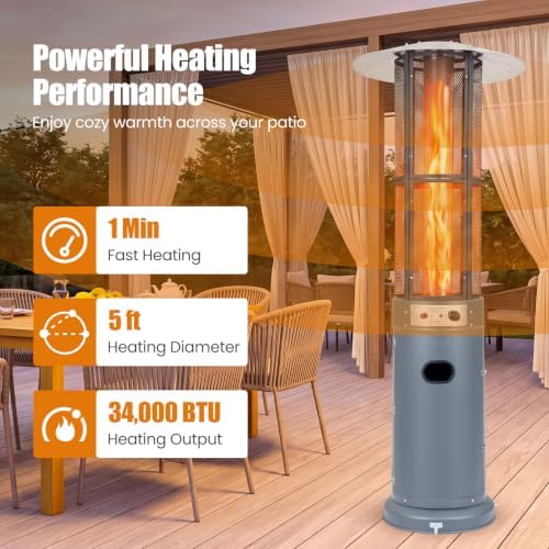 Tangkula Propane Patio Heater with Wheels, Easy Ignition, 34,000 BTU - Image 2