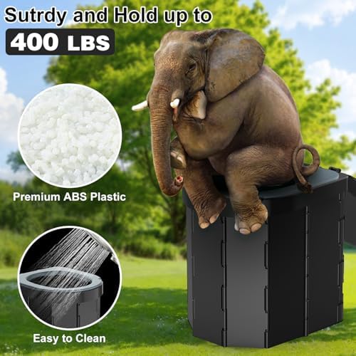 PAHTTO Portable Camping Toilet, Foldable Toilet for Adults with Detachable Phone Shelf and Toilet Paper Holder, Waterproof Porta Potty with Lid for Camping, Hiking, RV Travel, Road Trips - Image 5