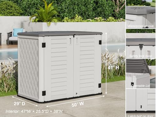 ZZM 4x2.5 FT Outdoor Storage Shed, Resin Waterproof Storage Cabinet for Garden Tools with Lockable Lid,Latch (White) - Image 4