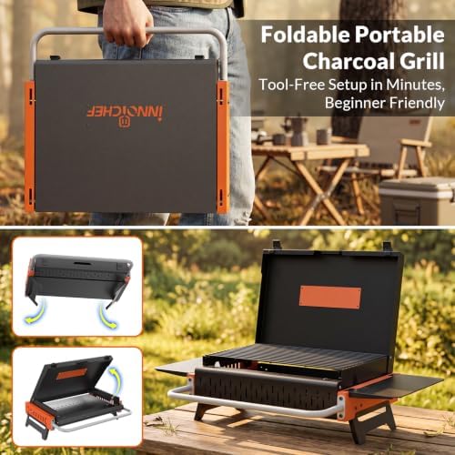 Portable Charcoal Grill, Foldable Tabletop BBQ Grill for 2-4 People - Image 2