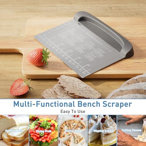 2 IN 1 Upgrade Bench Scraper, Dough Scraper, Stainless Steeel with Scale - Image 3