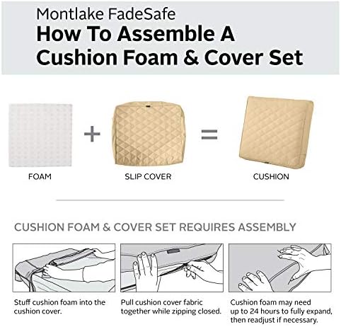 Classic Accessories Montlake FadeSafe Water-Resistant 21 x 20 x 4 Inch Wide Back Patio Quilted Lounge Cushion, Chamomile - Image 3
