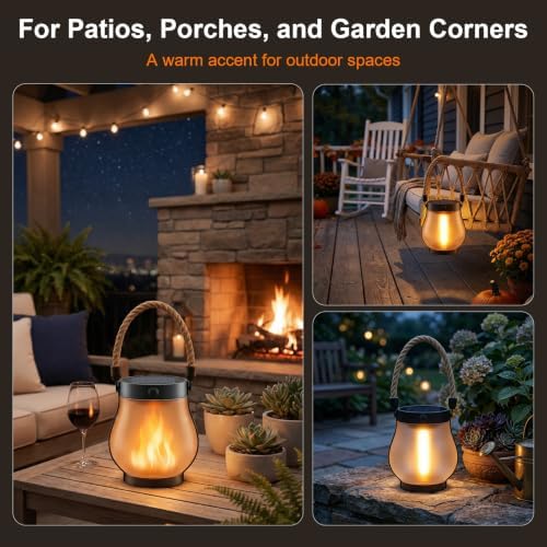 Solar Lanterns Outdoor Waterproof 2-Pack, Flickering Flame Effect - Image 5