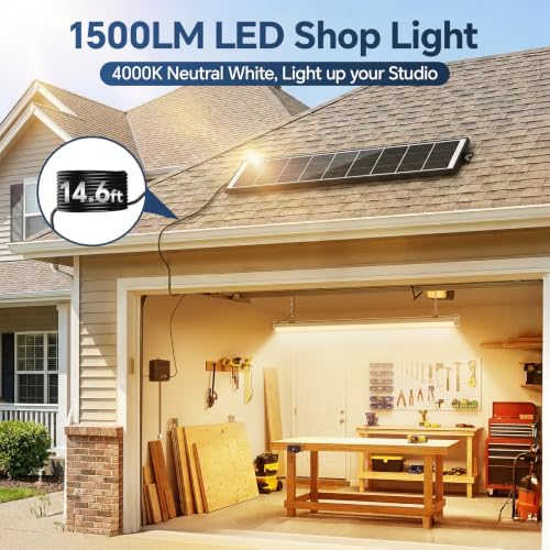 Solar Shed Light with Pull Cord, 1500LM LED Bars,4000K 1-Pack - Image 2