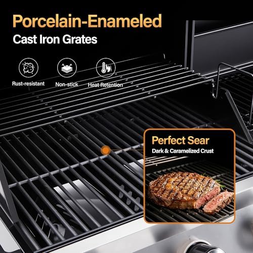 Sophia & William 3-Burner Gas and Charcoal Grill Combo with Offset Smoker - Image 4