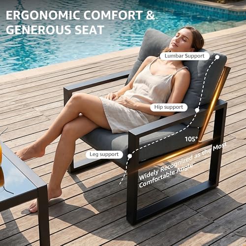 NATURAL EXPRESSIONS 4 Pieces Patio Furniture Sets, Modern Metal Patio Set - Image 3