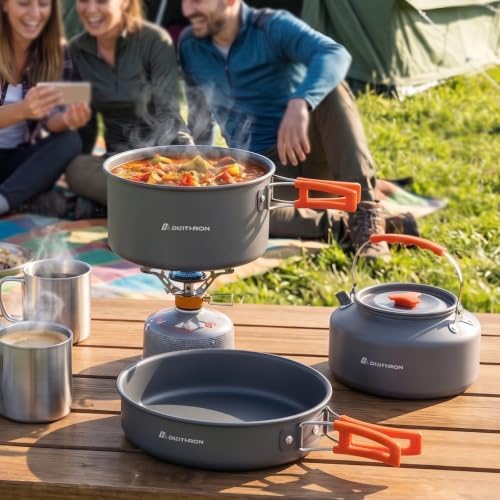 18-Piece Large Capacity Camping Cookware Set Aluminum Mess Kit - Image 4