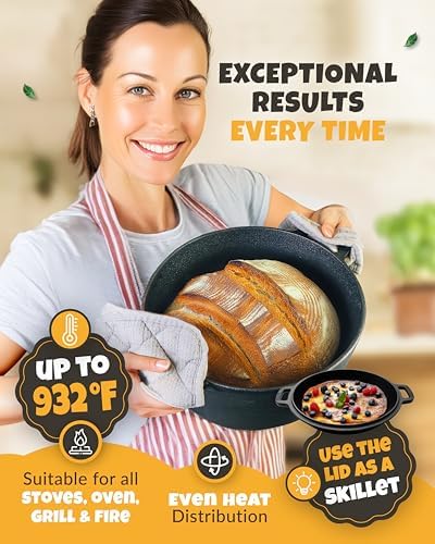CRUSTLOVE 5 QT Pre-Seasoned Dutch Oven for Bread Baking with Lid and Kit - Image 6