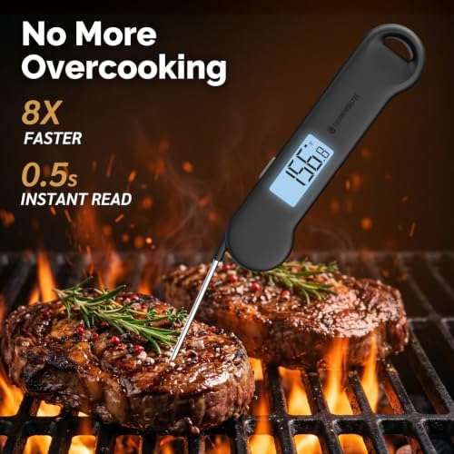0.5 Sec Instant Read Meat Thermometer Digital for Outdoor Fryer, Black - Image 2