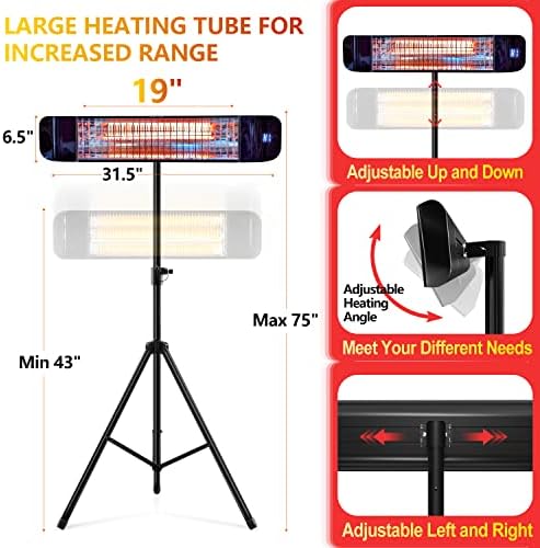 Paraheeter Outdoor Electric Infrared Patio Heater, 1500W - Image 2