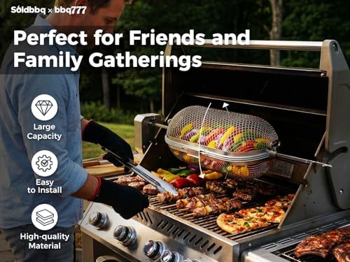 64000 Rotisserie Baskets for Napoleon Outdoor Grills, Universal Stainless Steel BBQ Rotisserie Basket Accessory for Weber, Big Green Egg, for Most Spit Rods of Grills Rotisserie,Capacity up to 4.5 lbs - Image 6