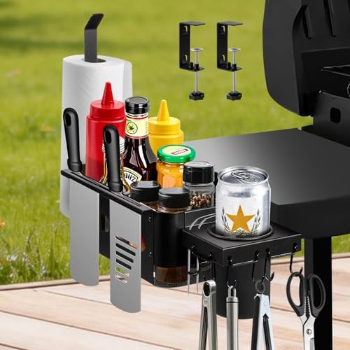 Griddle Caddy for Blackstone Griddle Accessories, Goldusk 6-in-1 Grill Accessories Storage Caddy with Cup Holder/Paper Towel Holder, BBQ Grill Organizer for Outdoor Grill Gifts for Men Dad Husband by Goldusk