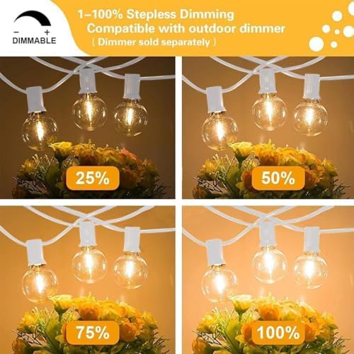 SUNTHIN 27FT White Outdoor String Lights with 14 G40 LED Bulbs - Image 5