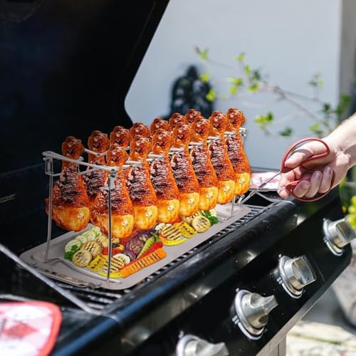 14 Slots Stainless Steel Chicken Lollipop Rack with Drip Tray - Image 7