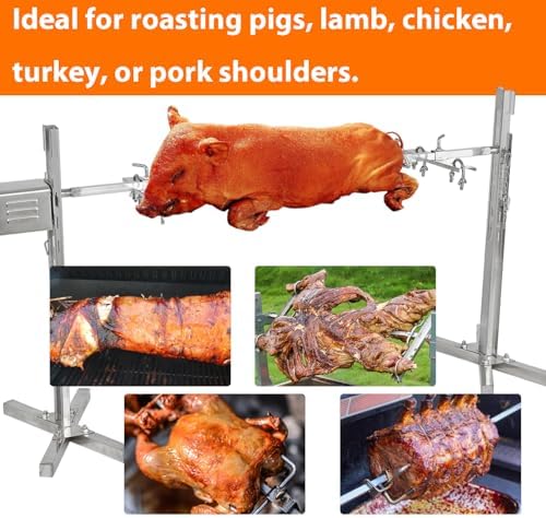 iMeshbean 220lbs Rotisserie Grill Kit, Electric Pig Spit Rotisserie Grill with 45W Motor,Stainless Steel Spit Roaster Stand for Roasting Pig Lamb Turkey Chicken & Whole Animals,Height Adjustable - Image 6