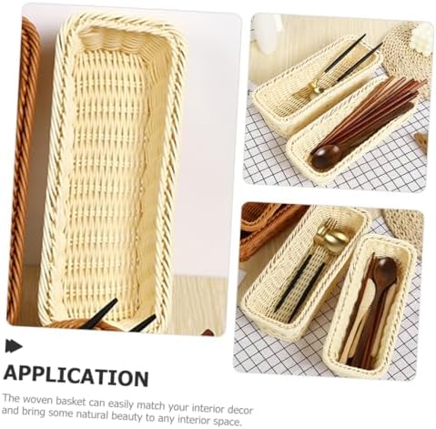 Woven Storage Basket 3Pcs PP Rectangular Bread Organizer for Restaurant - Image 6