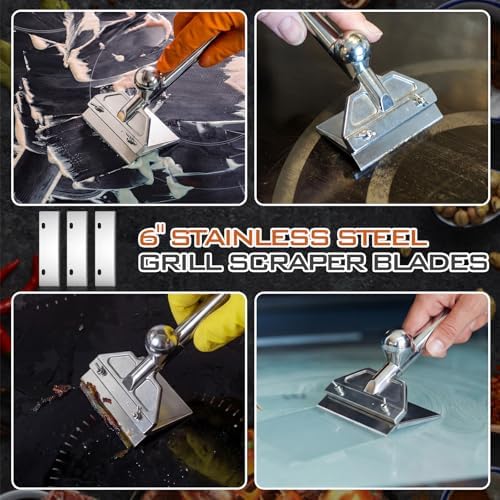 Hicarer 10 Pack 6" Stainless Steel Grill Scraper Blades for BBQ Grill Clean - Image 5