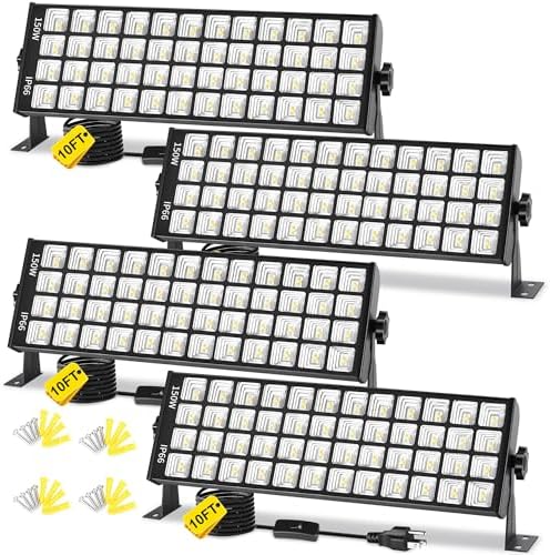 YQNLIFA 150W LED Shop Light, 18000LM 6000K Waterproof Garage Lights, 4 Pack by YQNLIFA-BlackLightParty