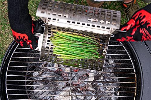 BBQ Dragon Rolling Grill Basket – Large Stainless Steel with Snap-Close Lid, Dishwasher Safe for Vegetables, Fish, and Meat - Image 6