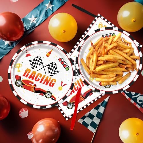 40pcs Race Car Plates and Napkins, Race Car Birthday Party Decorations for Race Car Theme Birthday party supplies - Image 5