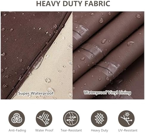 Rileytee Patio Furniture Cover Set, 4 Piece 600D Outdoor Furniture Covers Waterproof, Heavy Duty, Fits Loveseat, 2 Chairs & Coffee Table, Beige & Brown,Small - Image 5