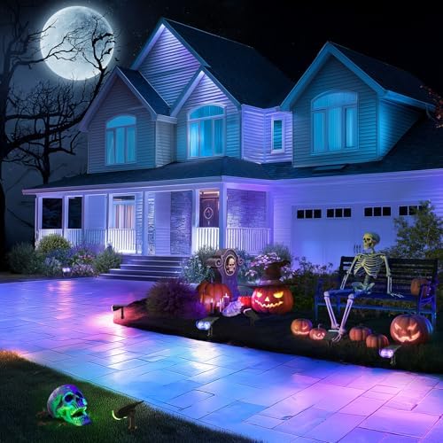 Linkind Halloween Solar Lights Outdoor Spotlight Waterproof RGB 12 Pack - Image 2