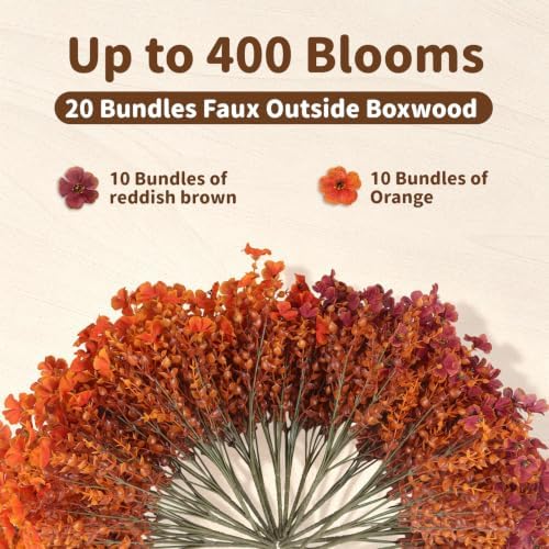 Artificial Flowers Outdoor, UV Resistant Faux Plants, Fall Decor,12 Bundles - Image 3