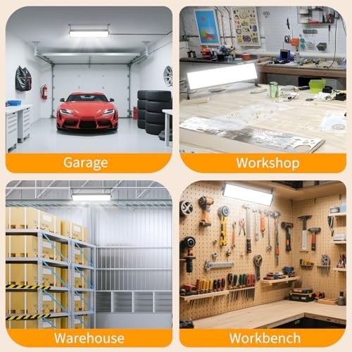 14000LM 100W LED Shop Lights, Plug in Garage Light for Workbench, 2 Pack - Image 5