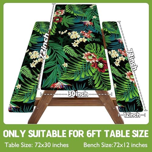 Picnic Table Cover with Bench Covers Waterproof Elastic Rectangle Tablecloth Camping Essentials Supplies Rv Car Travel Gear Must Haves Accessories Fitted Table Cloth Outdoor Road Trip Camper Gifts 6ft - Image 2