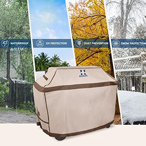 HAMLER Grill Cover 60 Inch, Heavy Duty Waterproof BBQ Covers, Gas Grill Covers Fits Weber Spirit, Weber Genesis, Char-Broil, Nexgrill, Brinkmann, Brown & Beige - Image 6