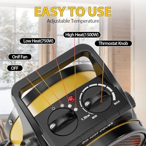 Outdoor Heater for Patio, 1500W Electirc Greenhouse Heater, Yellow - Image 2