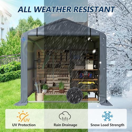 COVERONICS 5' x 3' Outdoor Portable Storage Shelter Shed, Grey - Image 6