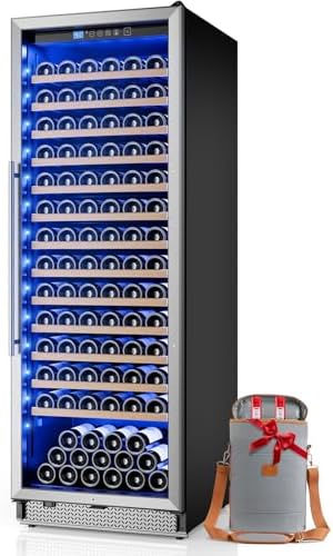 24 Inch Wine Cooler, 158 Bottles Wine fridge with Glass Door Built-in or Freestanding, Wine Cellar Compressor Quick Cooling&Low Noise-Kitchen Bar Office by Vushine
