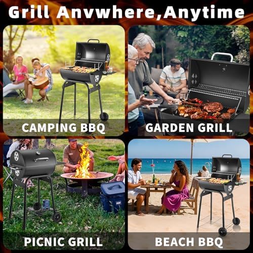 Kendane Barrel Charcoal Grill, Large Charcoal Grills with Side Shelf - Image 4